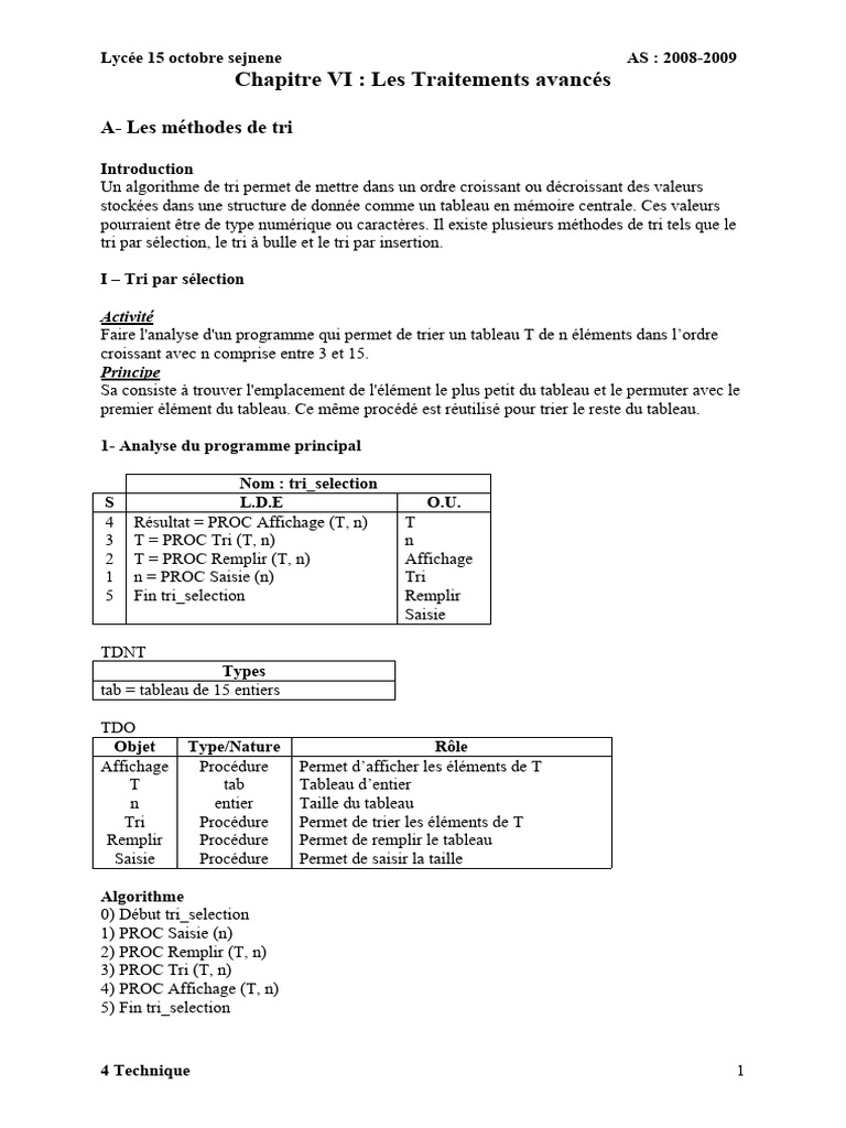 Méthodes de tri et recherche en algorithmes | PDF | Génie logiciel ...