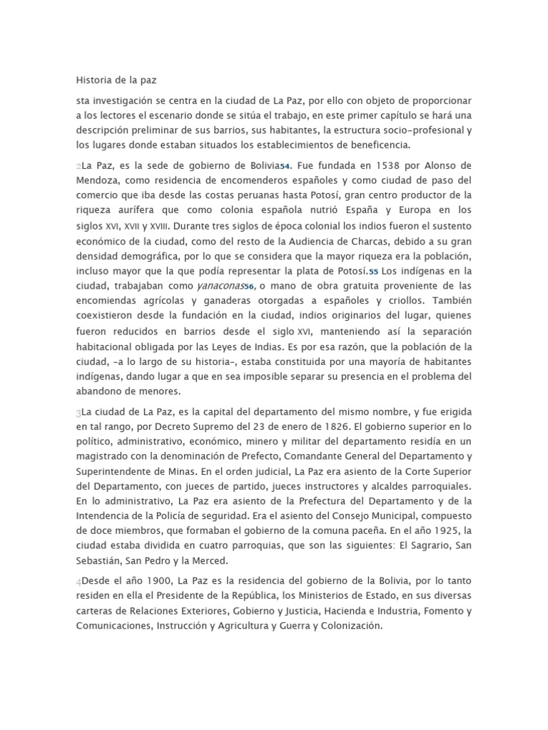 Historia De La Paz Pdf Bolivia Alcalde