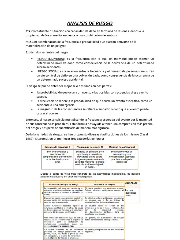 Analisis De Riesgo Pdf Riesgo Combustión