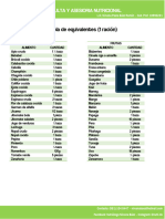 Tabla de Equivalentes Frutas y Verduras