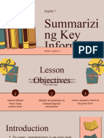 Summarizing Key Information