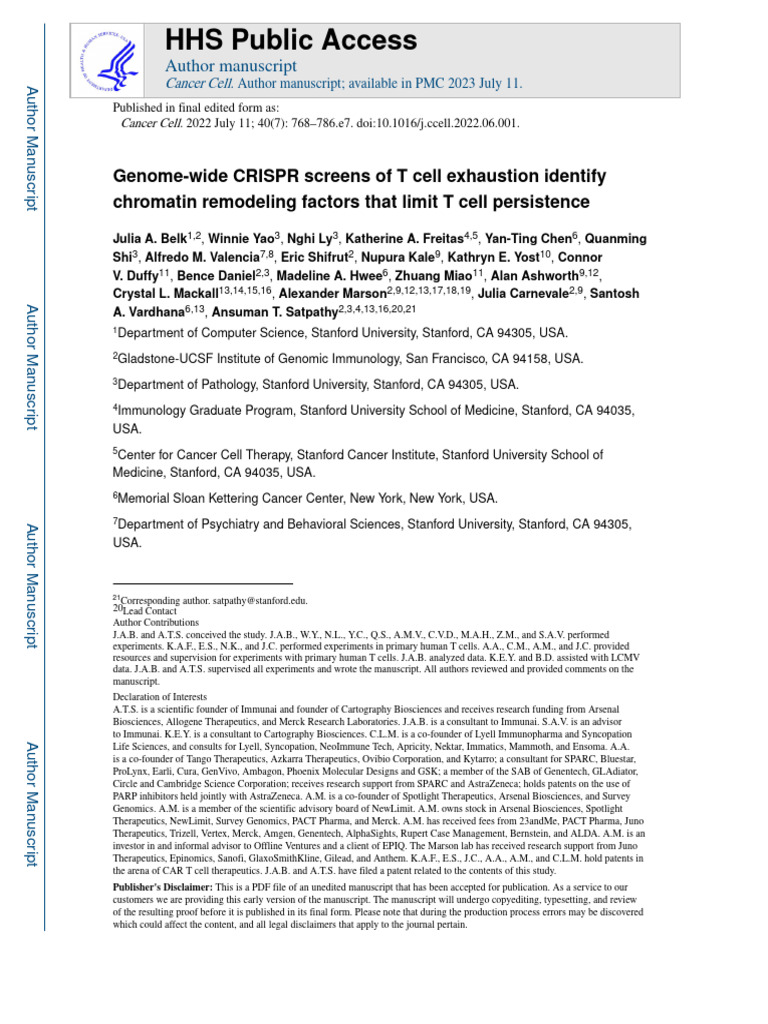 Nihms 1816251 | PDF | T Cell | Neoplasms