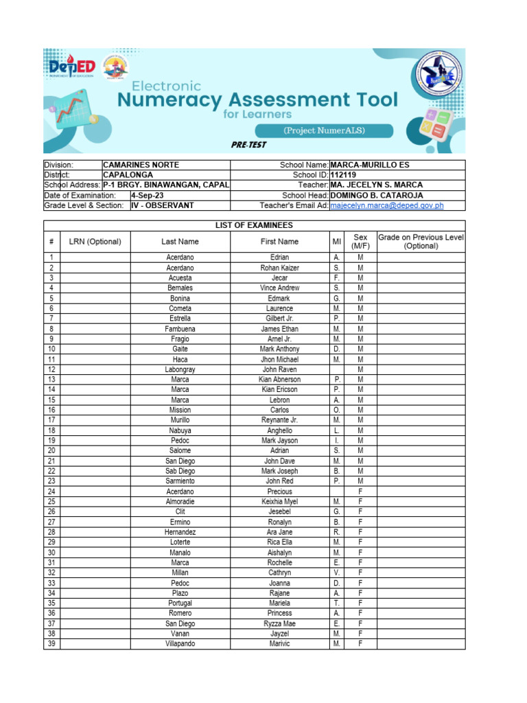 Grade 4 Numeracy Exam Results | PDF | Statistics | Probability And ...