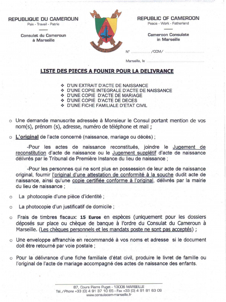 Demande d'extrait d'acte de naissance | PDF | Certificat de naissance ...