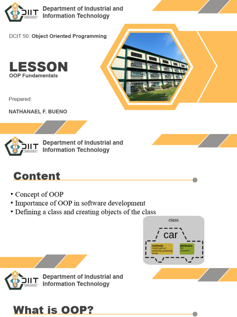 Lesson 7 Oop Fundamentals Diit PPT Dcit 50 Oop | PDF | Object Oriented ...