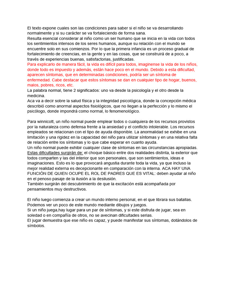 ¿Que Entendemos Por Niño Normal | PDF | Sicología | Vida