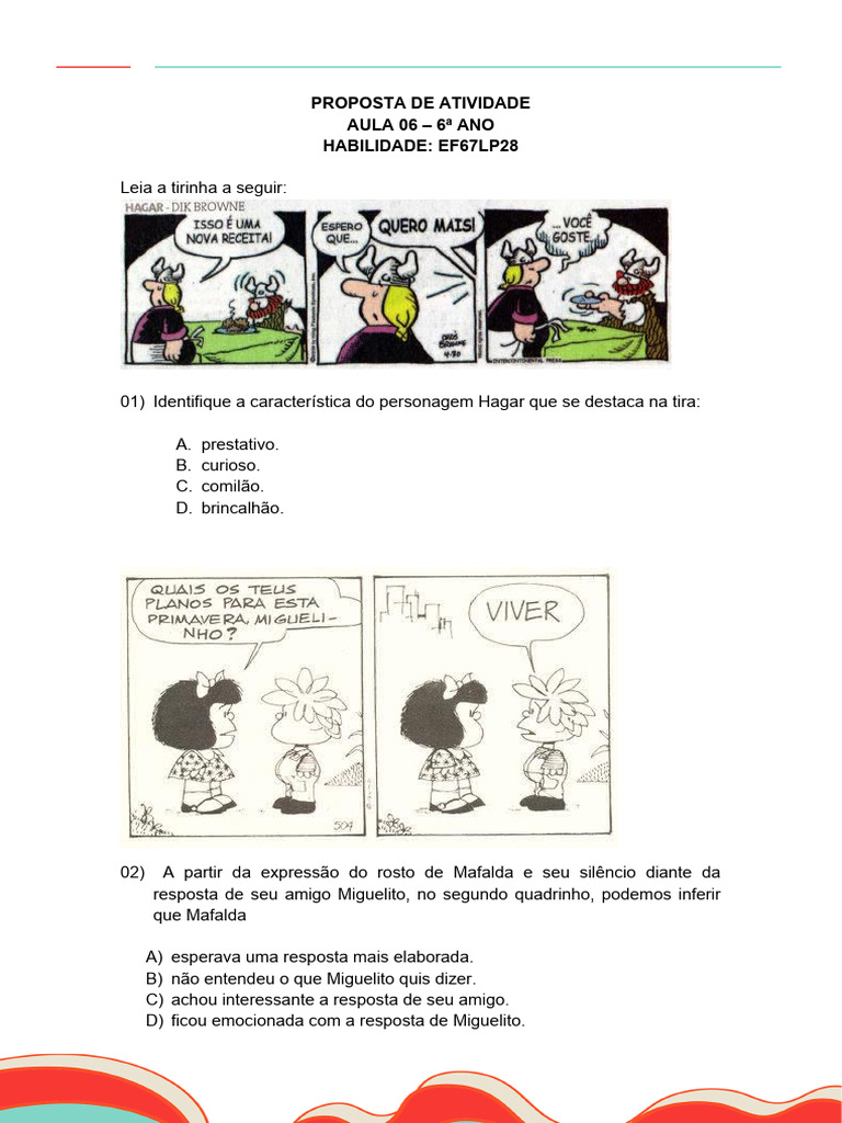 Atividade 06 - Historia em Quadrinho | PDF