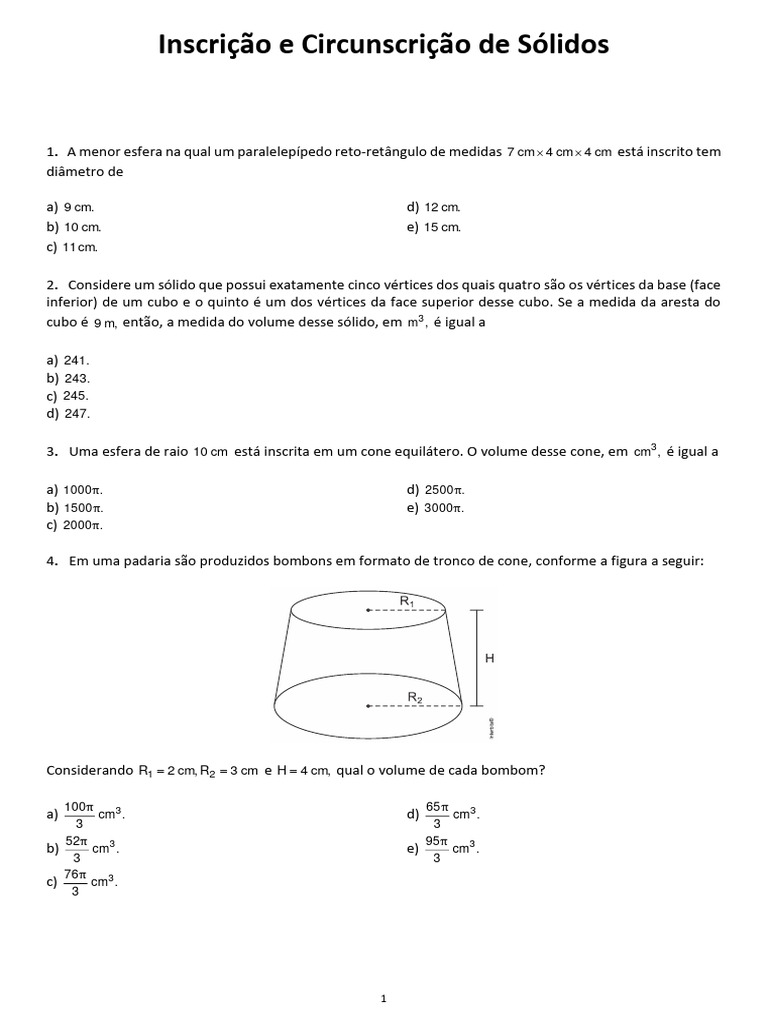 Inscrição e Circunscrição de Sólidos | PDF | Triângulo | Geometria Clássica