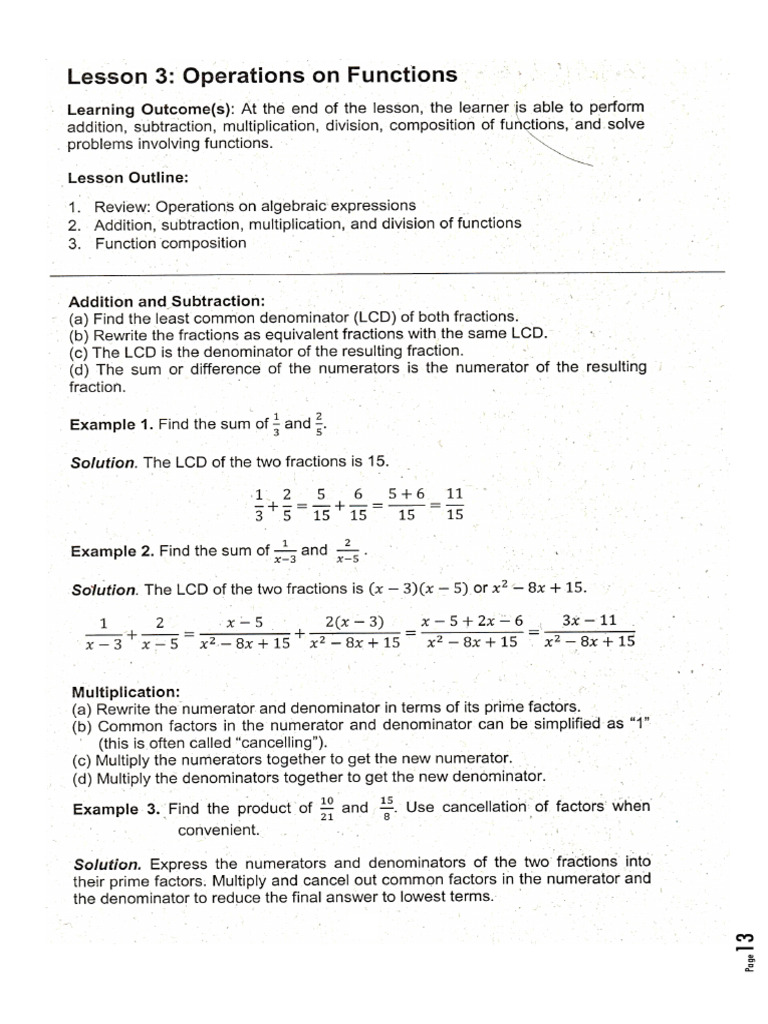 Lesson 3 operations on functions pdf