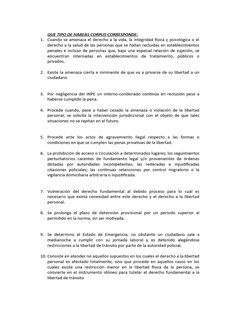 Ta Tipos de Habeas Crpus | PDF | Habeas corpus | Justicia