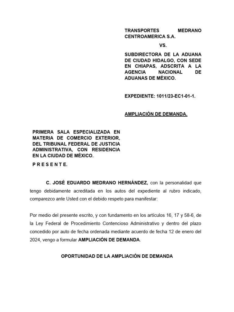 Ampliación Demanda 1011 | PDF | Caso de ley | Demanda judicial