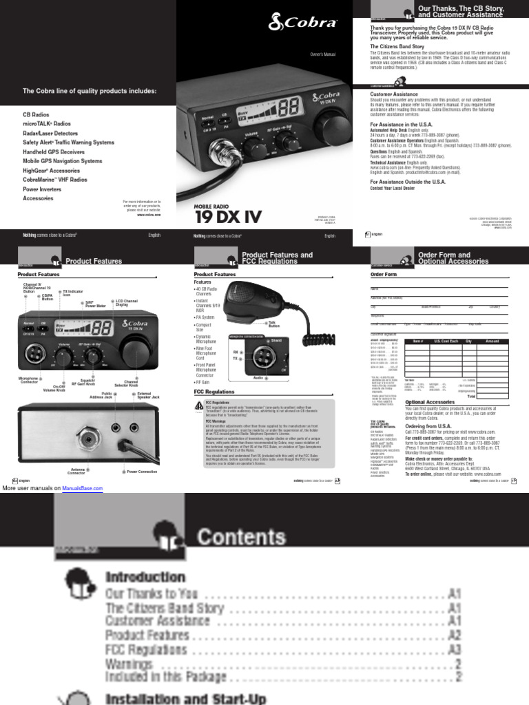 Rádio PX Cobra 19 DX IV PDF Radio Wireless