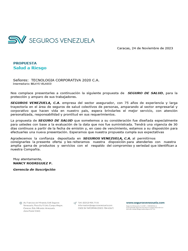 Propuesta de Seguro de Salud Colectivo | PDF | Póliza de seguros | Hospital