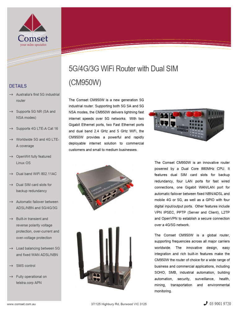 5G Modem Router with SIM slot - Comset Comset