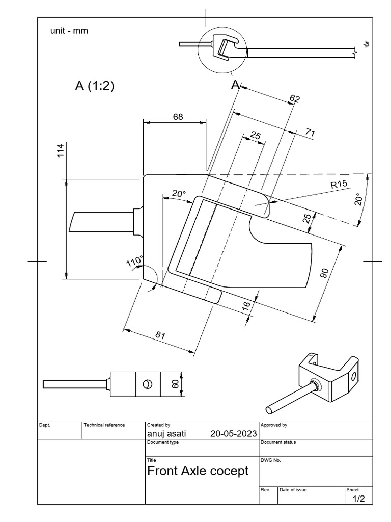 Front Axle Concept Technical Drawing | PDF