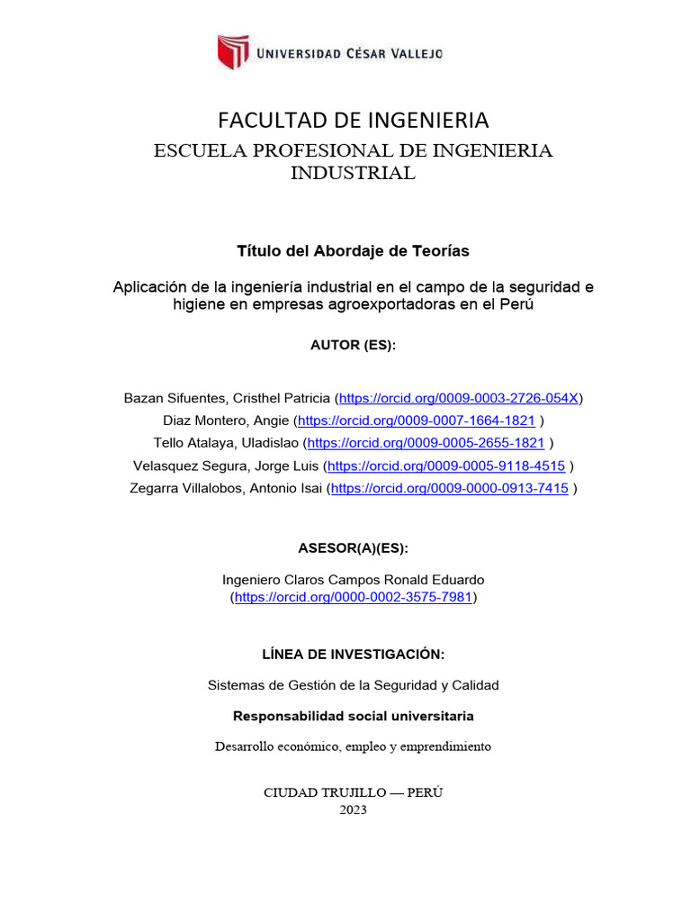 Seguridad e Higiene en Agroexportadoras | PDF | Seguridad y salud ...