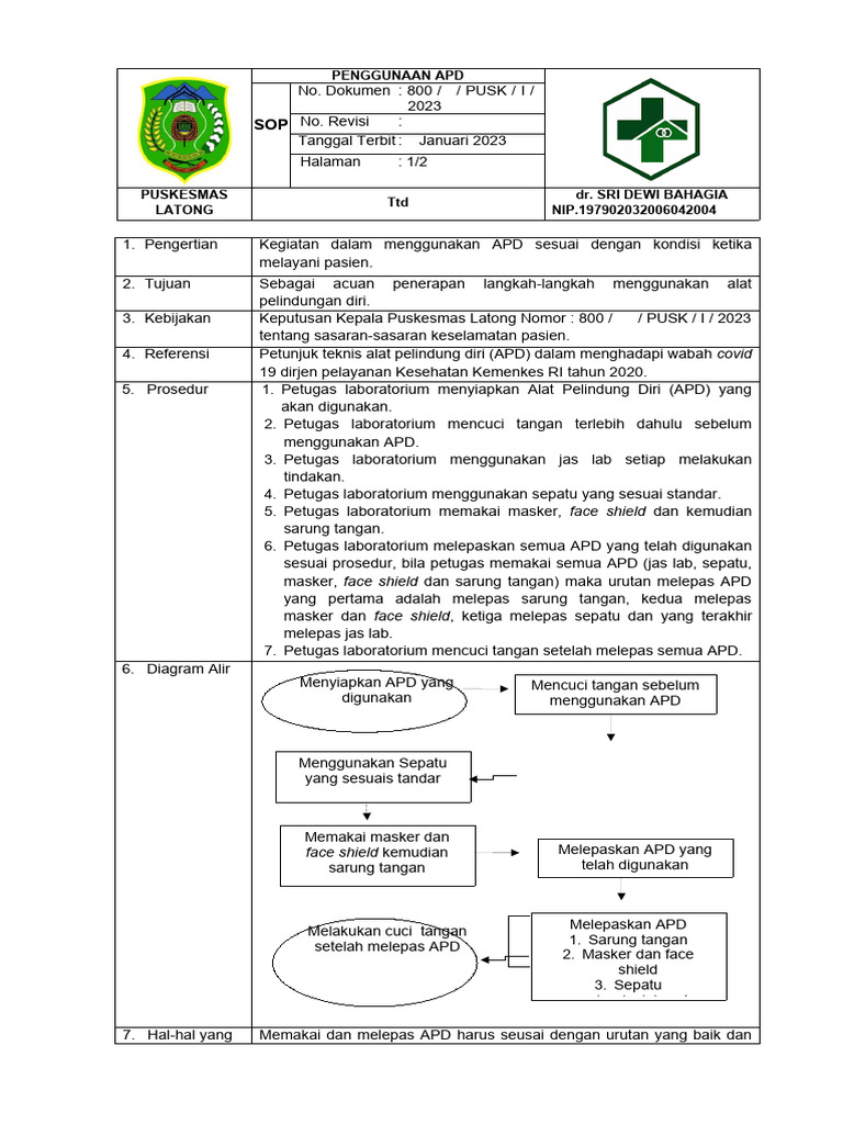 Sop Penggunaan Apd | PDF