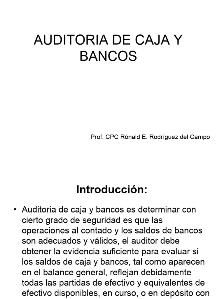 Auditoria De Cuenta Caja Y Bancos Pdf Bancos Auditoría
