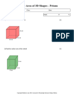 Surface Area of 3D Shapes - Prisms - 2