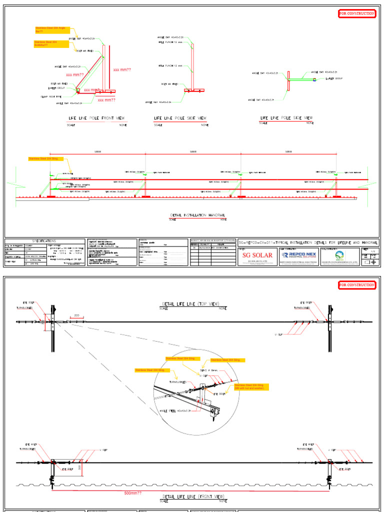 Sg-Repco-Cv-011 - Typical Installation Details For Life Line and ...
