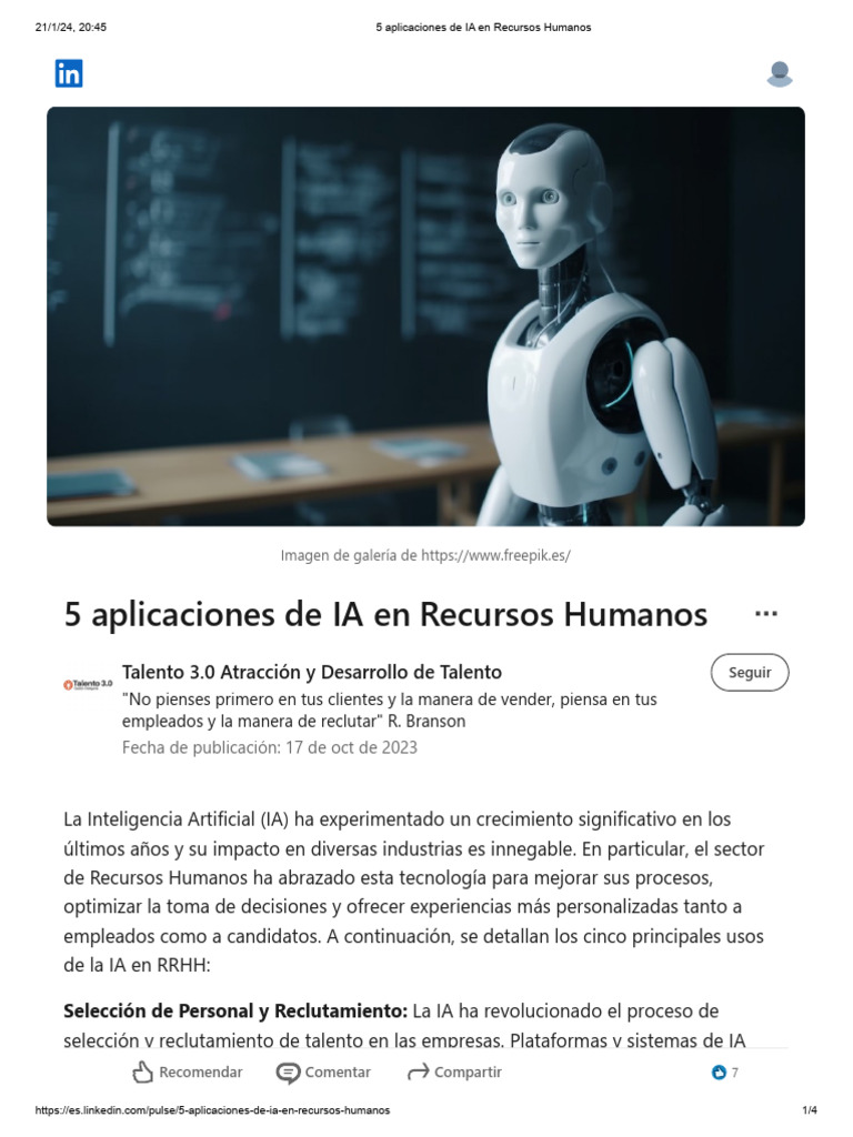 5 Aplicaciones de IA en Recursos Humanos | PDF | Gestión de recursos ...
