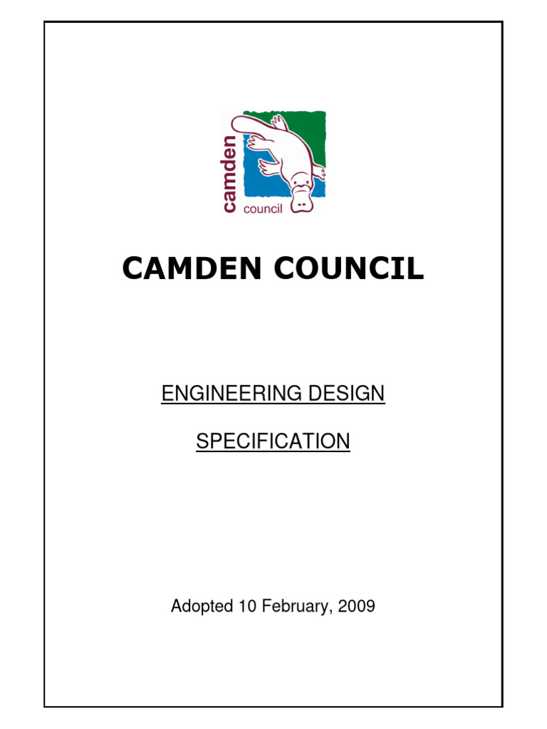 Camden Council Engineering Specs | PDF | Road | Insurance