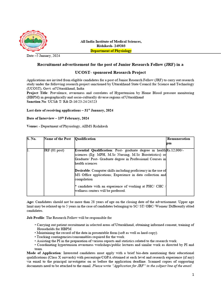 Recruitment Advertisement Draft | PDF | Recruitment