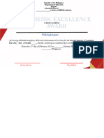 Quarterly Academic Excellence Award Template