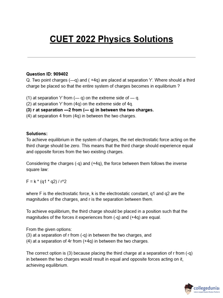 CUET 2022 Physics Exam Guide | PDF | Photoelectric Effect ...