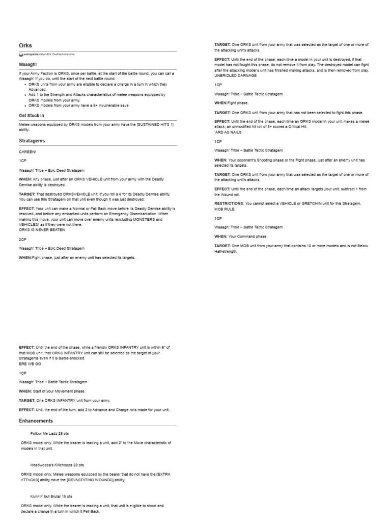 Faction Fules Orks Pdf Battles Military