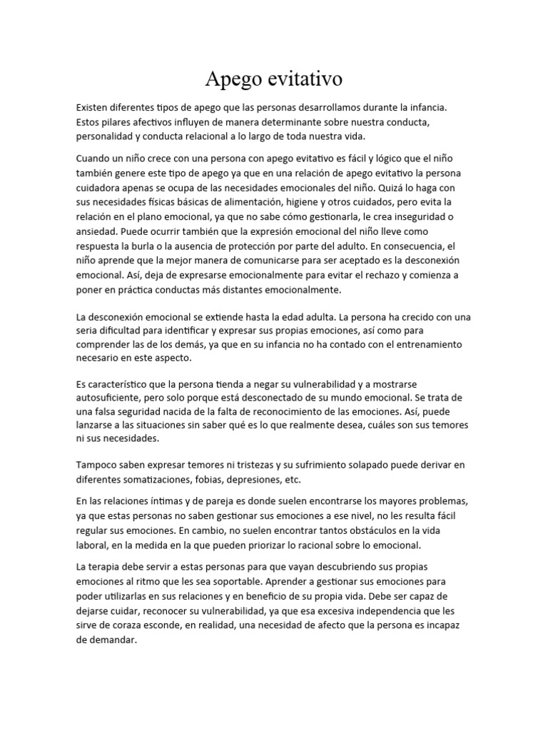 Apego Ansioso | PDF | Teoría de apego | Las emociones