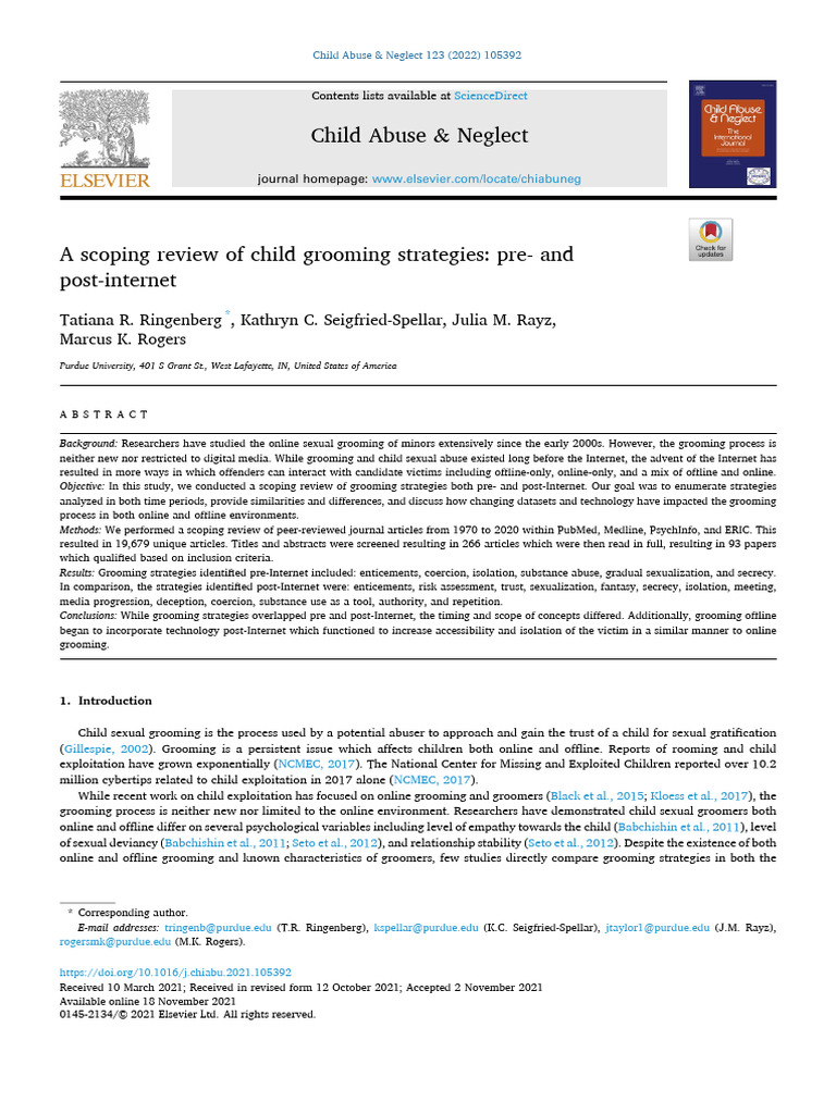 Child Abuse & Neglect Tatiana R. Ringenberg, Kathryn C. Seigfried