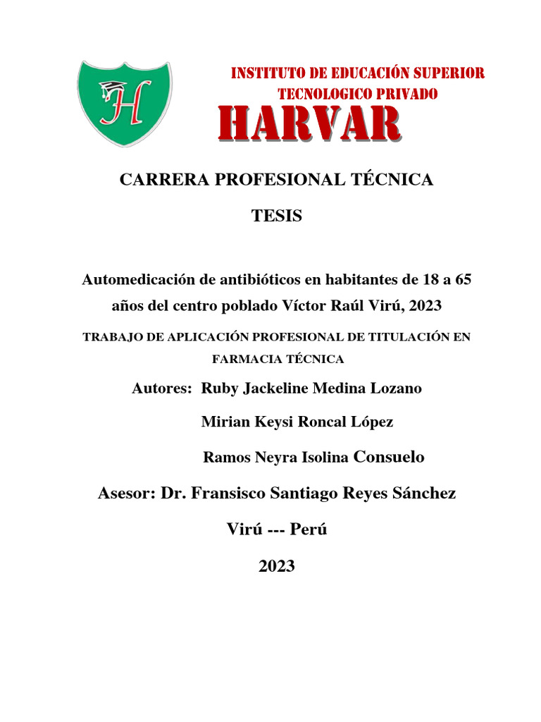 Informe Tesis Harvar | PDF | Medicamentos con receta | Resistencia ...