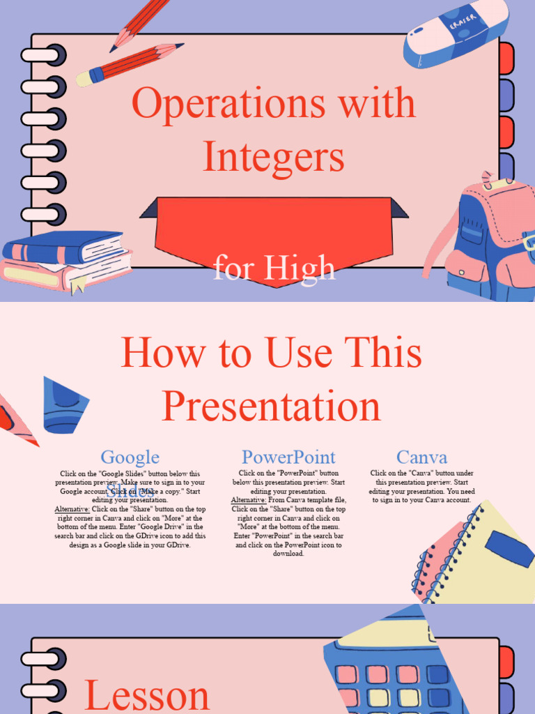 Operations With Integers Lesson For High School | PDF | Teaching ...