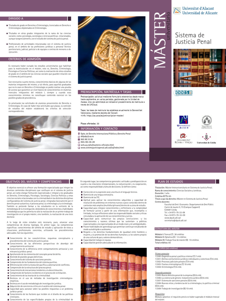 Máster en Sistema de Justicia Penal | PDF | Derecho penal | Criminología