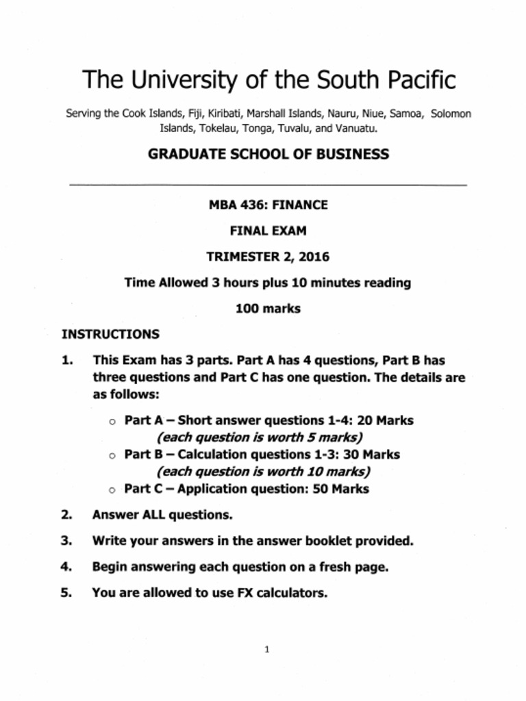 MBA436 Final Exam - 2016 | PDF