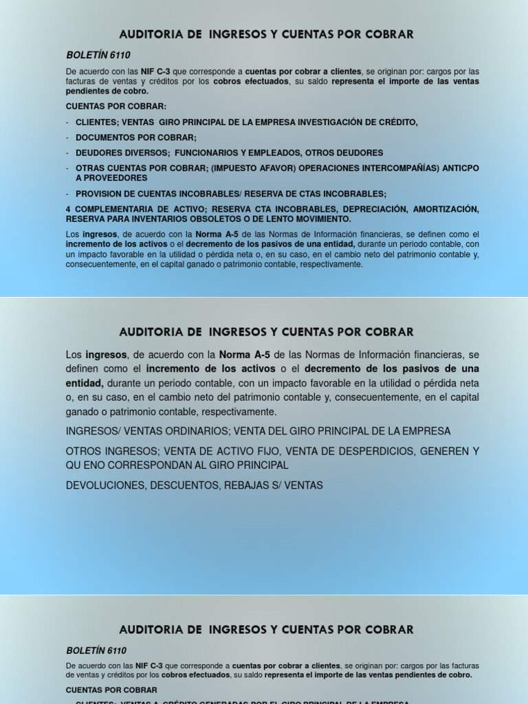 Auditoría de Ingresos y Cuentas por Cobrar | PDF | Contabilidad | Auditoría