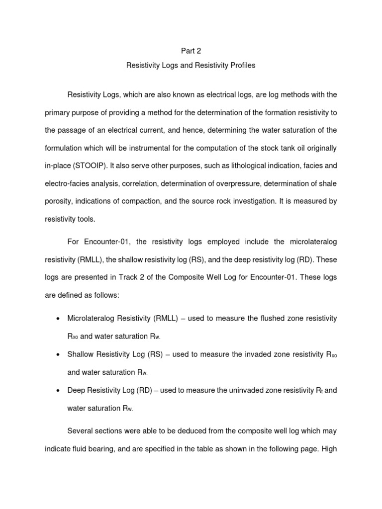 Resistivity Logs in Well Logging Analysis | PDF | Physical Sciences ...