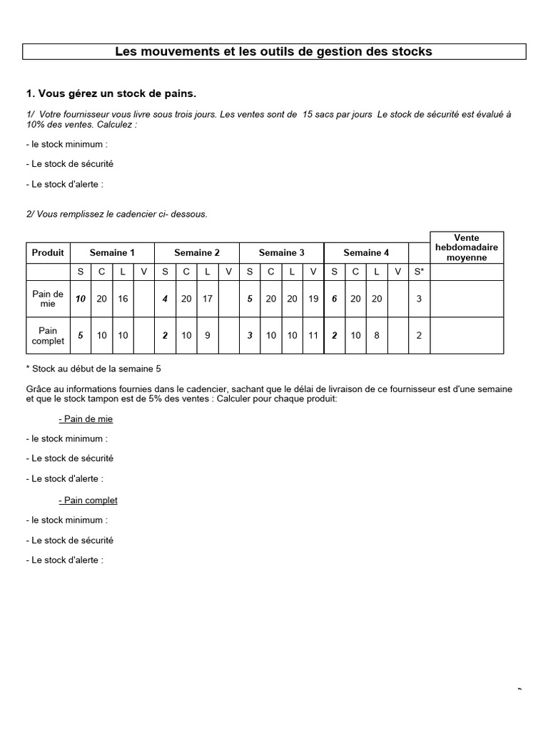 Gestion des Stocks : Exercices Corrigés | PDF | Inventaire | Lean ...