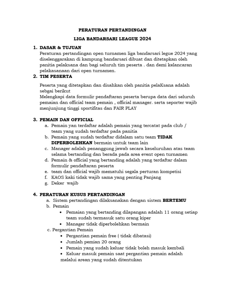 Peraturan Liga 2024 PDF