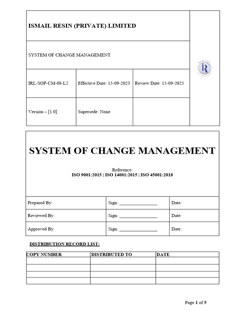 8 - System of Change Management | PDF | Risk | Risk Assessment