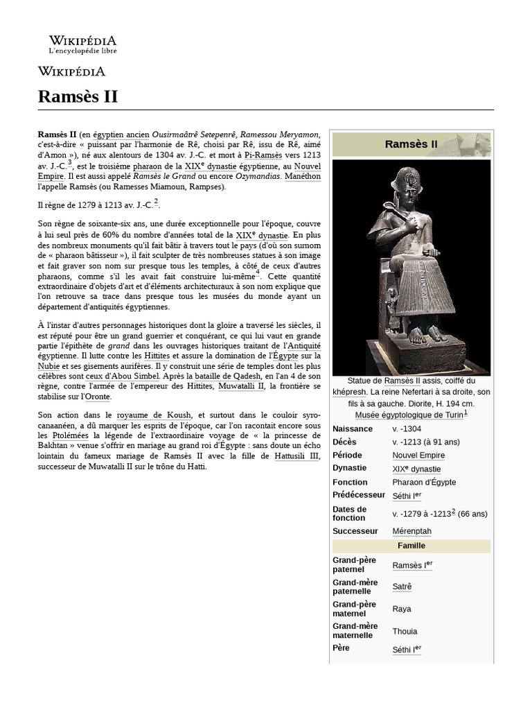 Ramsès II : Pharaon et bâtisseur | PDF | Hittites | Égypte antique