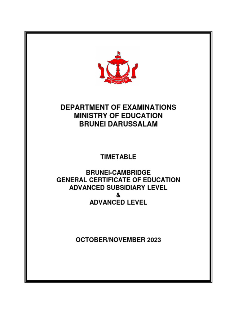 A Level Exam Timetable 2023 Brunei | PDF | Calculator | Computer Data ...