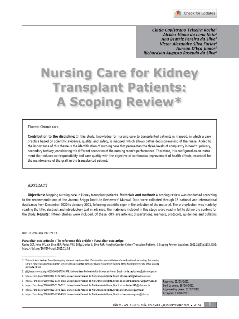 Nursing Care in Kidney Transplants | PDF | Kidney Transplantation ...