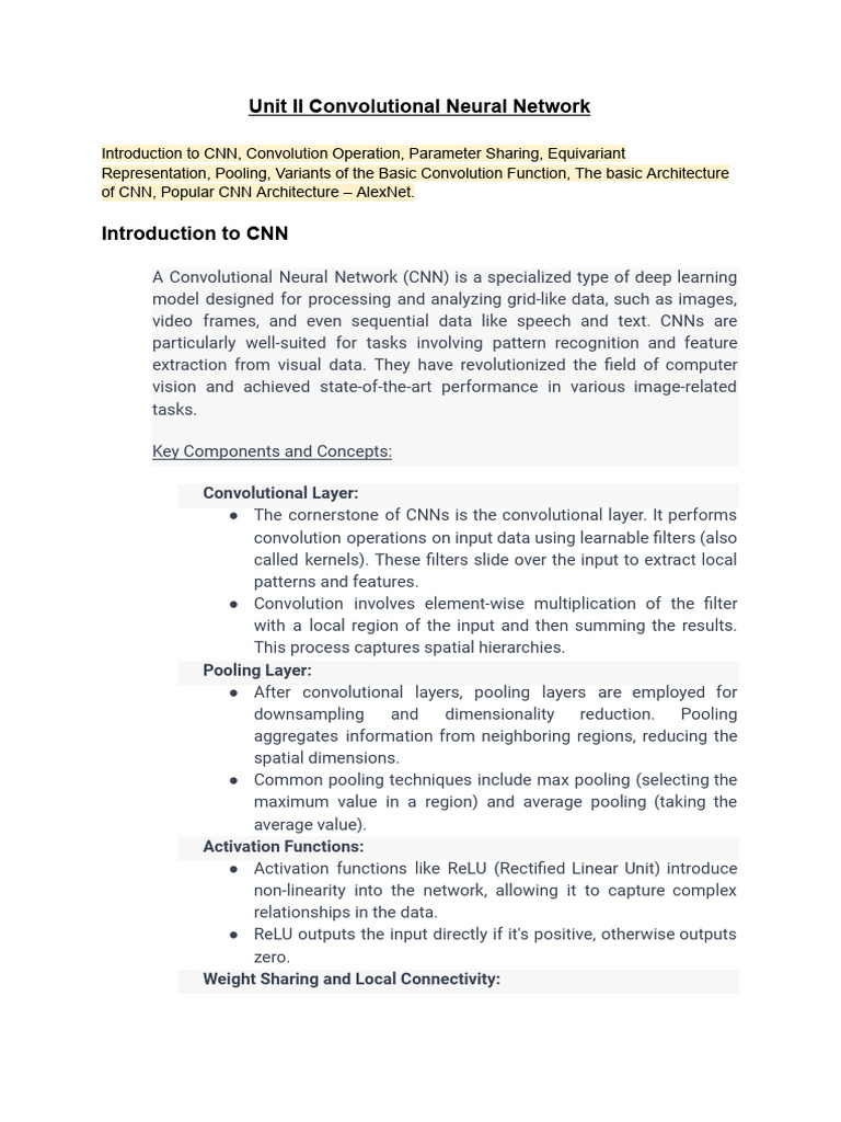 Unit 2 Convolutional Neural Network | PDF | Artificial Neural Network ...