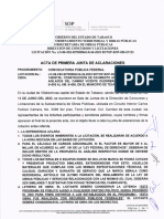 Acta de Primera Junta de Acalaraciones