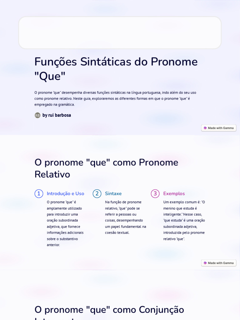 Funcoes Sintaticas Do Pronome Que Pdf Pronome Linguística
