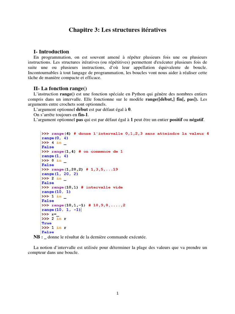 Structures itératives en Python | PDF | Structure de contrôle ...