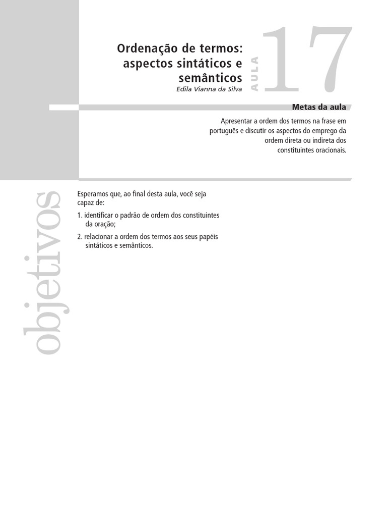 Aula 17 | PDF | Assunto (gramática) | Palavra