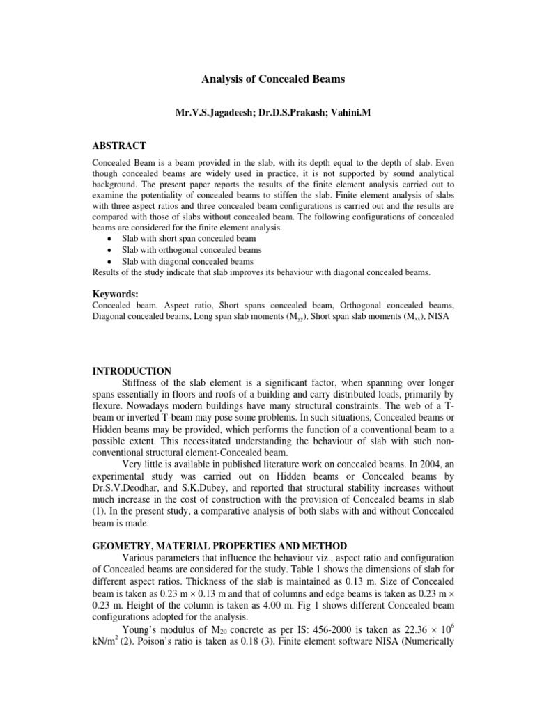 Analysis of Concealed Beam Performance | PDF | Beam (Structure ...